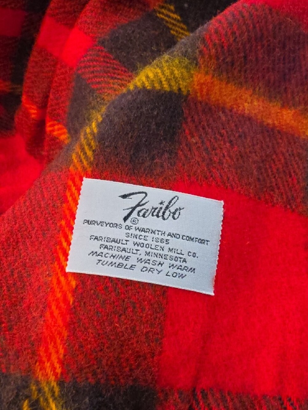 VTG Faribo Poncho Blanket Pak Red Plaid Stadium Throw Fringe New In Bag NOS